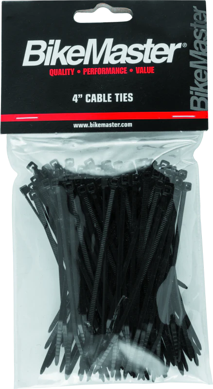 BikeMaster 4in Cable Ties (Pack of 100) - Black