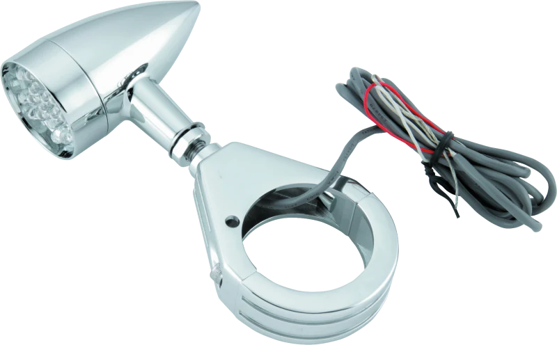 Bikers Choice Chrome Mini LED Turn Signals W/ 41 MM Clamp Universal Custom Pr