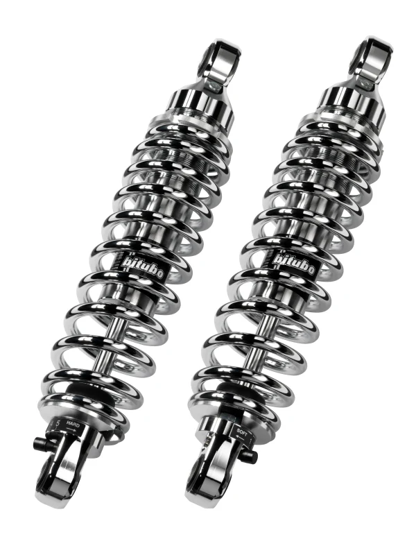 Bitubo WME0 Twinshocks Adjustable: Spring Preload, Rebound, Length 301mm, Chrome Edition
