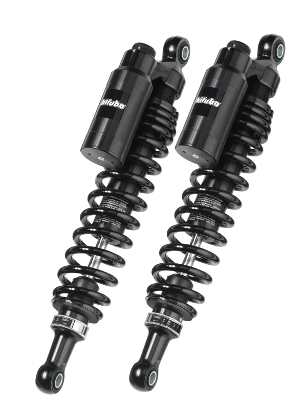 Bitubo WMT0 Twinshocks Adj.: Spring Preload, Reb., Comp., Length 371mm, Piggyback Tank Dark Edition