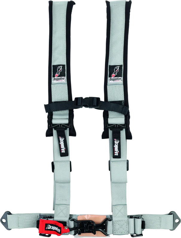 DragonFire Racing Harness- H-Style- 4-Point- 2in Buckle- Grey