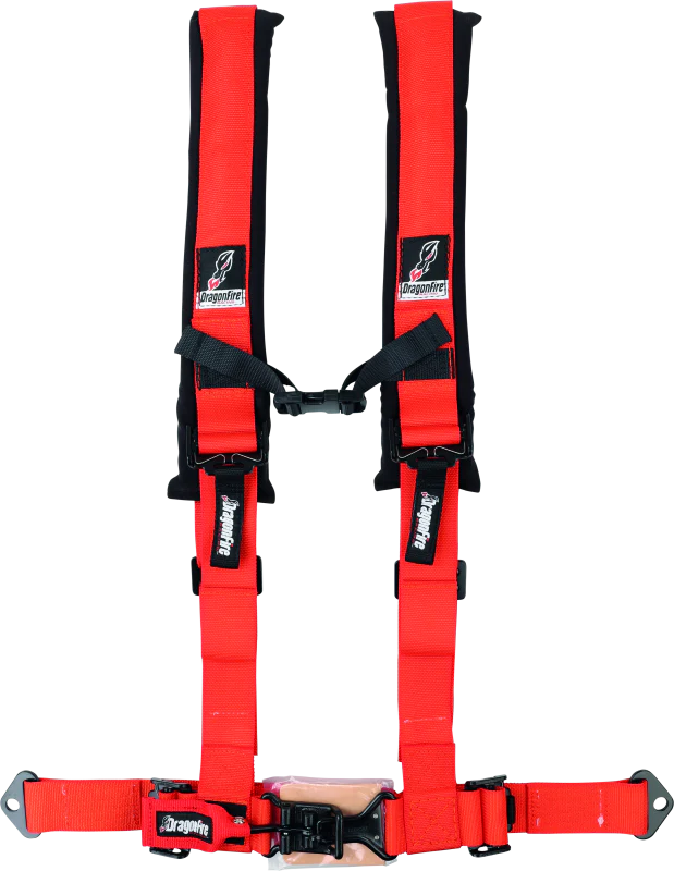 DragonFire Racing Harness- H-Style- 4-Point- 2in Buckle- Orange