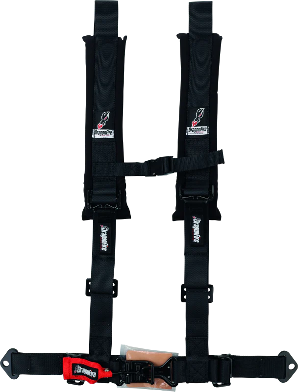 DragonFire Racing Harness- H-Style- 4-Point- 2in Youth- Black