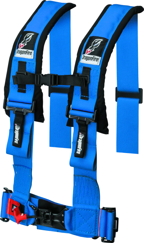 DragonFire Racing Harness- H-Style- 4-Point- 3in Buckle- Blue