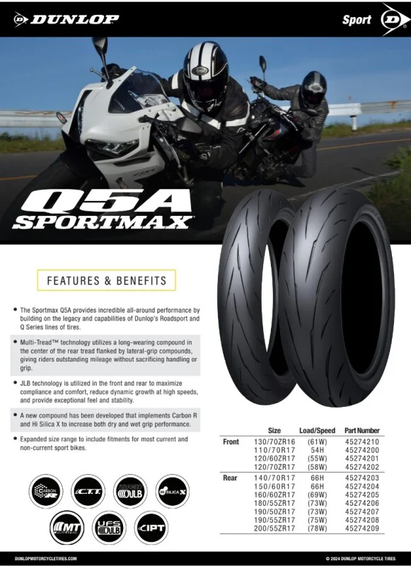 Dunlop Sportmax Q5A Front Tire - 120/60ZR17 M/C (55W) TL - Image 3