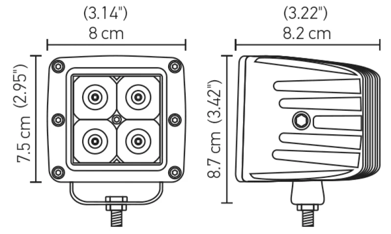 Hella HVF Cube 4 LED Off Road Kit - 3.1in 2X12W - Image 9