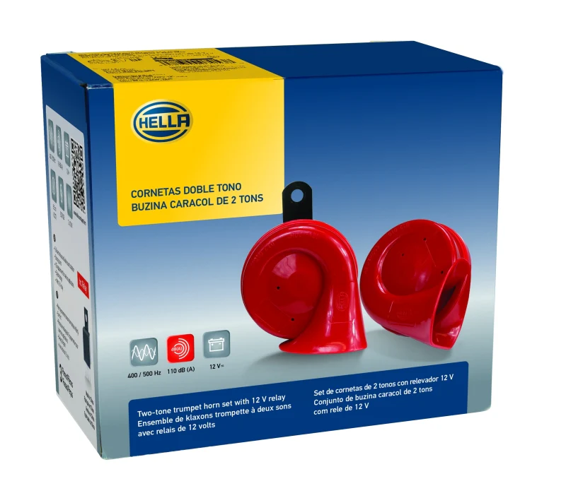 Hella Twin Trumpet Horn Kit 12V 400/500Hz (007424804 = 007424801) - Image 12