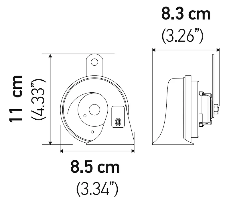 Hella Twin Trumpet Horn Kit 12V 400/500Hz (007424804 = 007424801) - Image 7