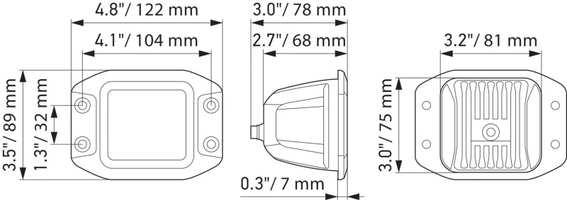 Hella Universal Black Magic 3.2in L.E.D. Cube Kit - Flood Beam (Flush Mount) - Image 15