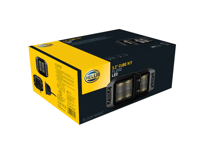Hella Universal Black Magic 3.2in L.E.D. Cube Kit - Flood Beam (Flush Mount) - Image 17