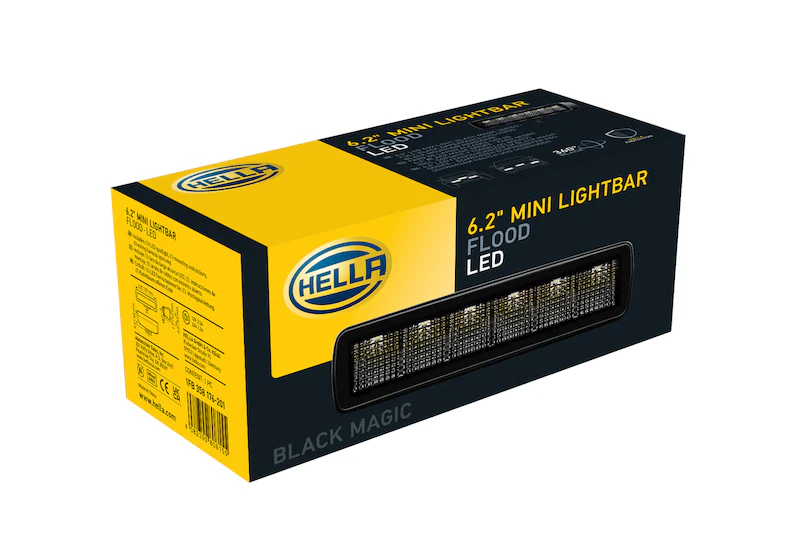 Hella Universal Black Magic 6 L.E.D. Mini Light Bar - Flood Beam - Image 24