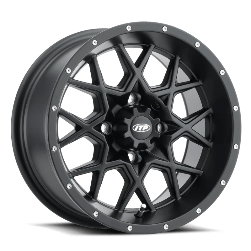 ITP Hurricane 16X7 / 4x156 BP / 4+3 Offset Matte Black Wheel