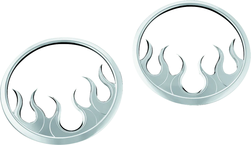 Kuryakyn Flame Speaker Grills For 14-Up Touring Models Chrome