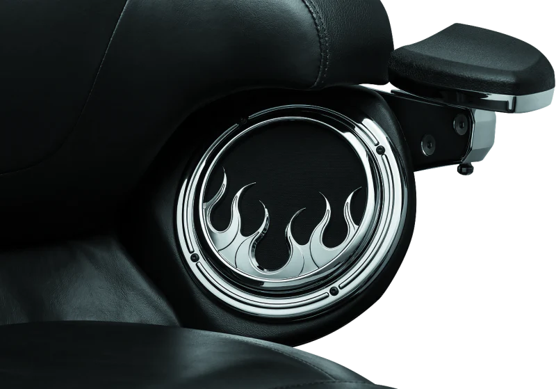 Kuryakyn Flame Speaker Grills For 14-Up Touring Models Chrome - Image 2