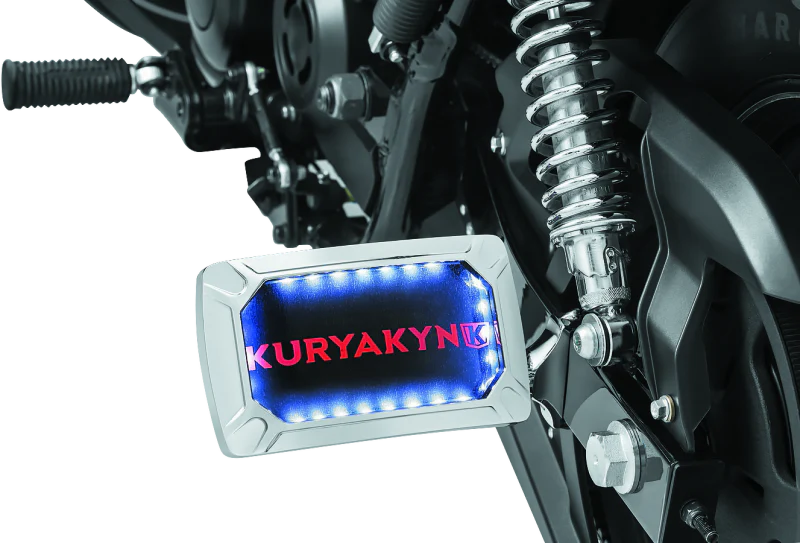 Kuryakyn Nova Curved Horizontal Mount Side License Plate Holder Chrome - Image 2