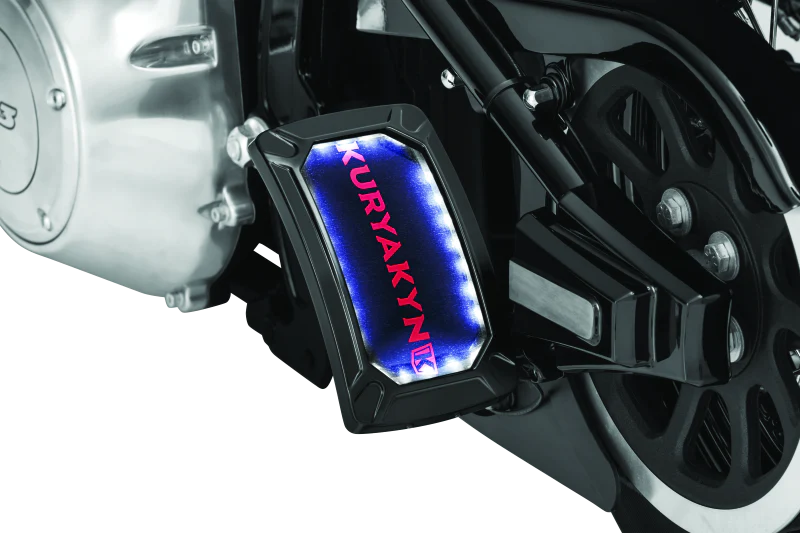 Kuryakyn Nova Curved Vertical Mount Side License Plate Holder Gloss Black - Image 5