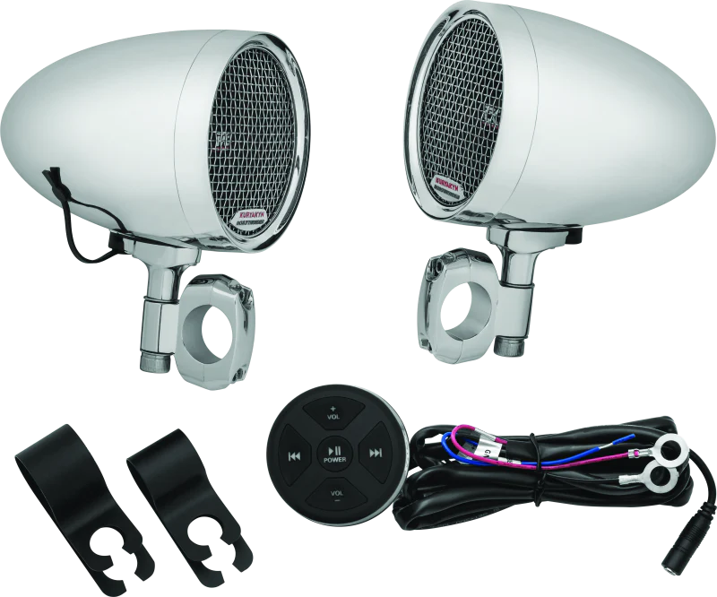 Kuryakyn Road Thunder Speaker Pods Bluetooth Audio Controller Chrome