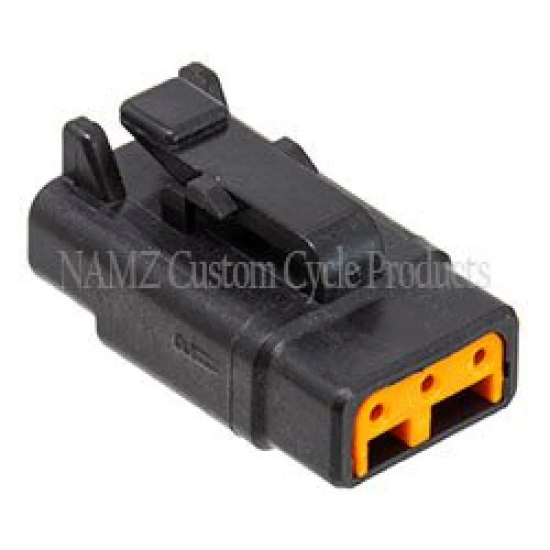 NAMZ Deutsch DTM 3-Position Plug w/3 Stamped Terminals & Wedgelock - Black (HD 74113-98BK) - Image 2