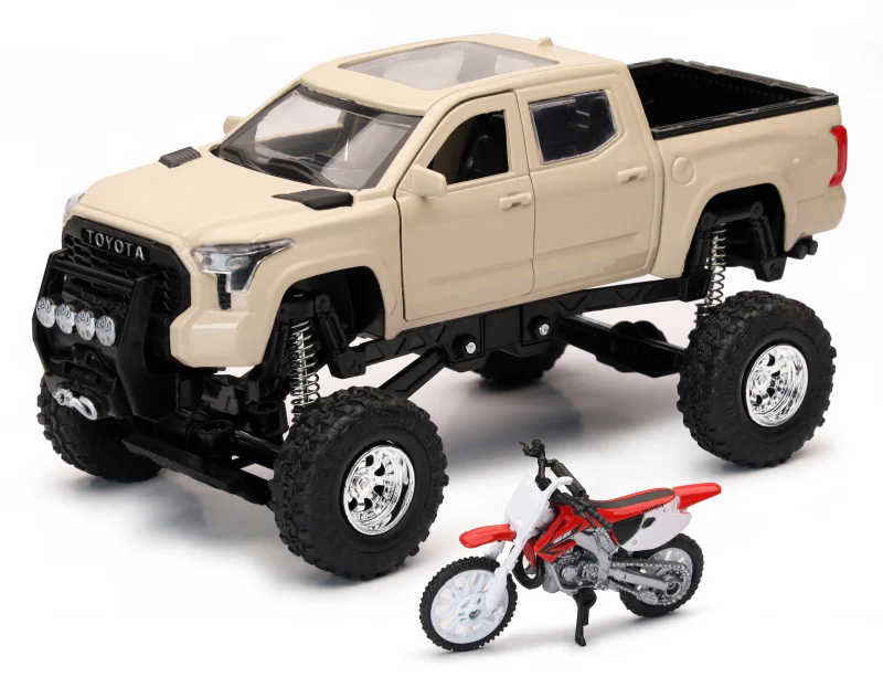 New Ray Toys Toyota Tundra Pro Lifted Truck Mud Bath with Honda Dirt Bike 1:32 Scale - Image 2