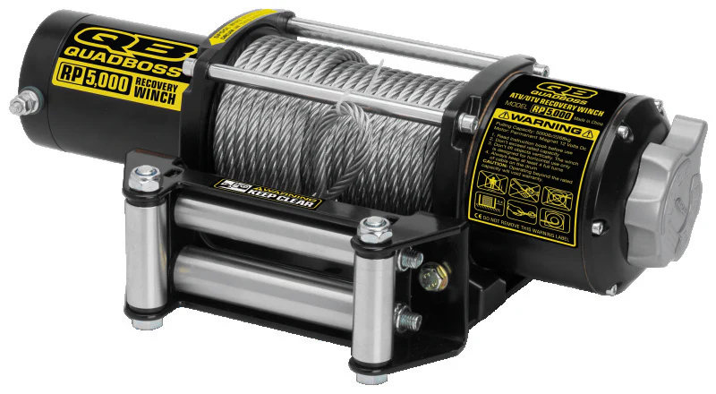 QuadBoss Winch Kit - 39ft x 7/32in Synthetic Rope - 3.5hp - Hawse Fairlead - Wired Remote - 3500lb - Image 2