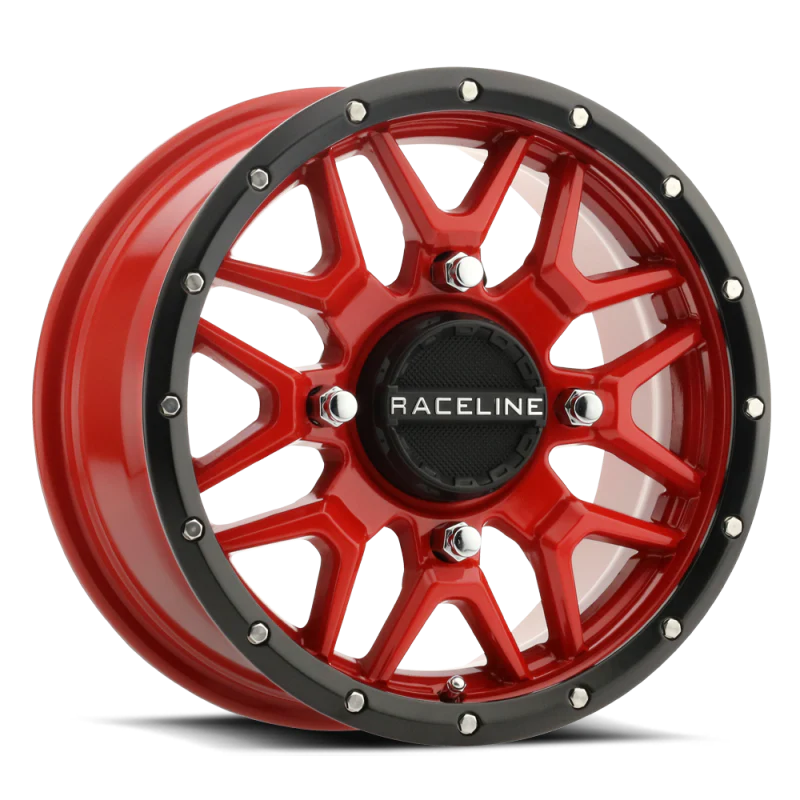 Raceline A94R Krank 14x7in / 4x110 BP / 10mm Offset / 83.8mm Bore - Red & Black Lip Wheel