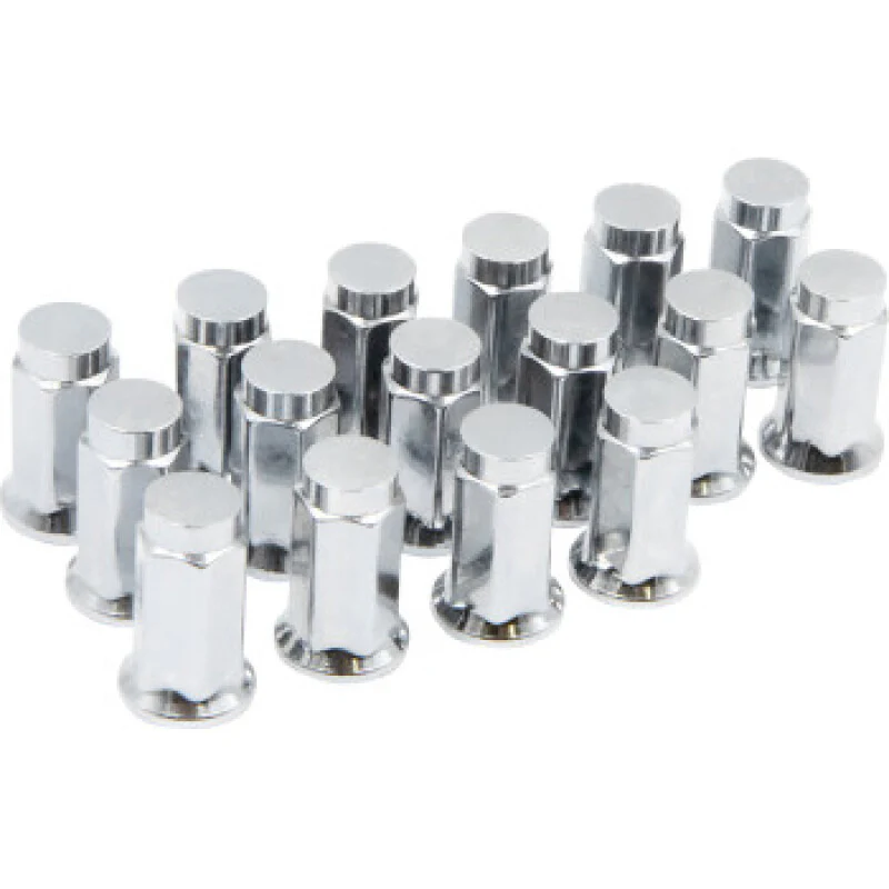 Raceline Hex/Flat Lug Nuts - 12mm x 1.25/17mm - 16 Pack - Chrome