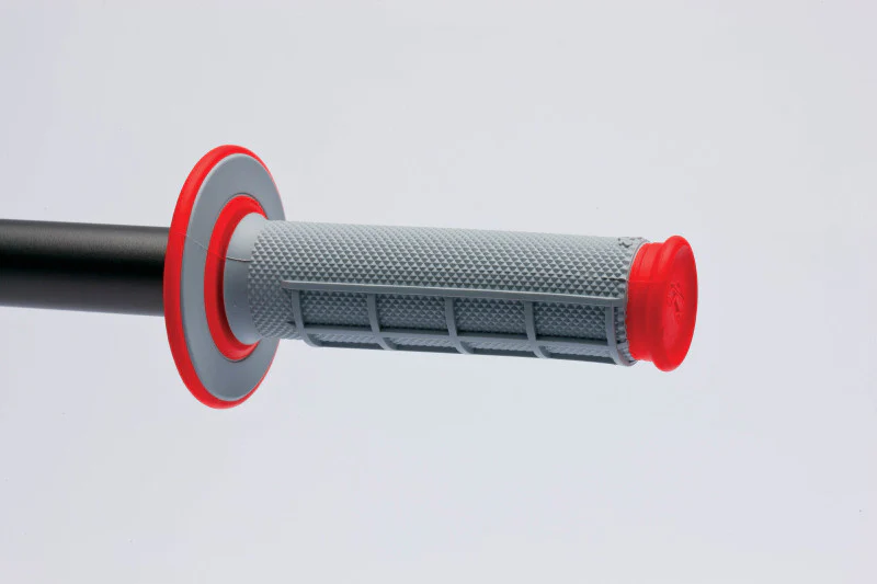 Renthal MX Dual Compound Grips 1/2 Waffle - Grey/ Red - Image 2