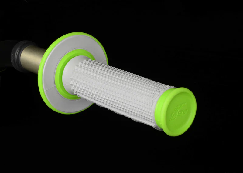 Renthal MX Dual Compound Grips Tapered 1/2 Waffle - Grey/ Green - Image 2