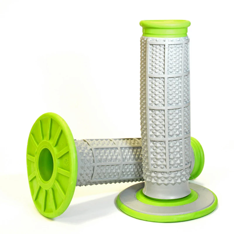 Renthal MX Dual Compound Grips Tapered 1/2 Waffle - Grey/ Green - Image 3