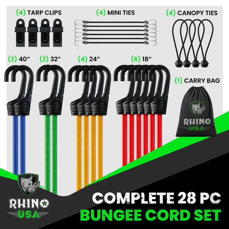 Rhino USA 28Pc Bungee Cord Assortment - Image 3