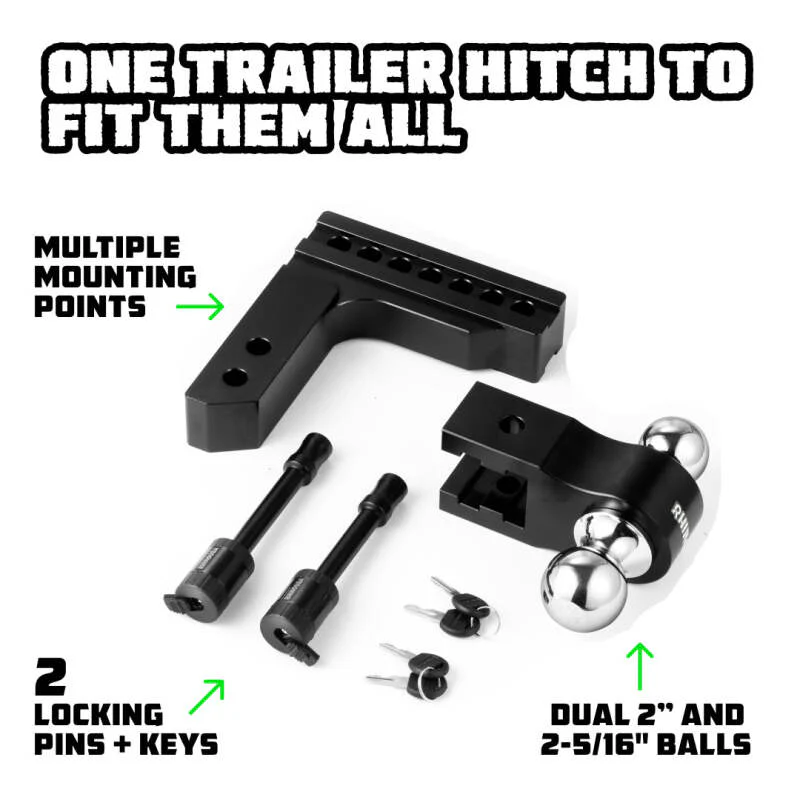 Rhino USA 6In Heavy Duty Drop Hitch - 2In (Black) - Image 6