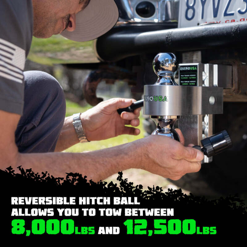 Rhino USA 6In Heavy Duty Drop Hitch - 2In (Silver) - Image 7