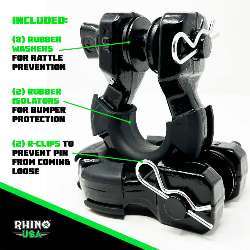 Rhino USA 8T Super Shackle 2-Pack (Matte Black) - Image 2
