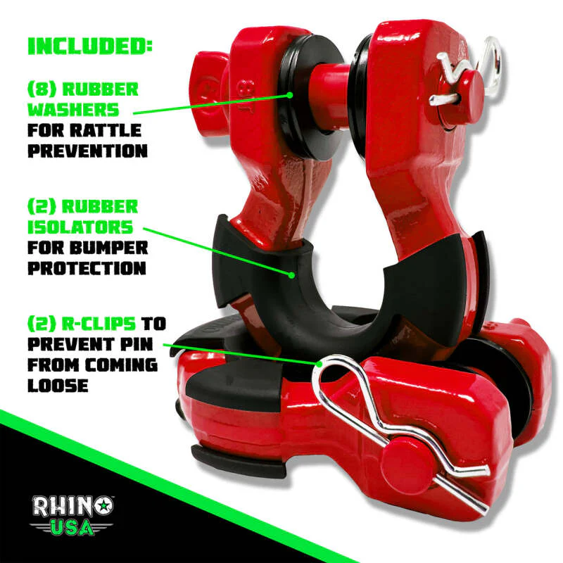 Rhino USA 8T Super Shackle 2-Pack (Red) - Image 2