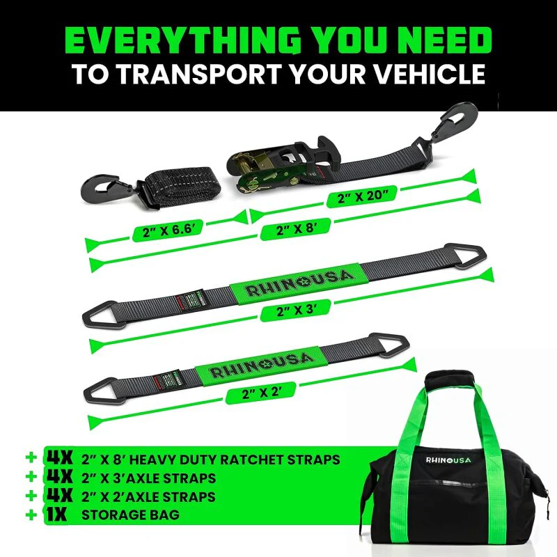Rhino USA Heavy Duty Vehicle Tie Down Kit (Snap Hook) - Image 4