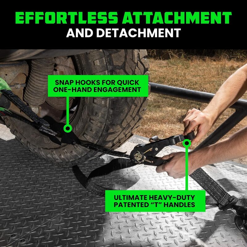 Rhino USA Heavy Duty Vehicle Tie Down Kit (Snap Hook) - Image 5