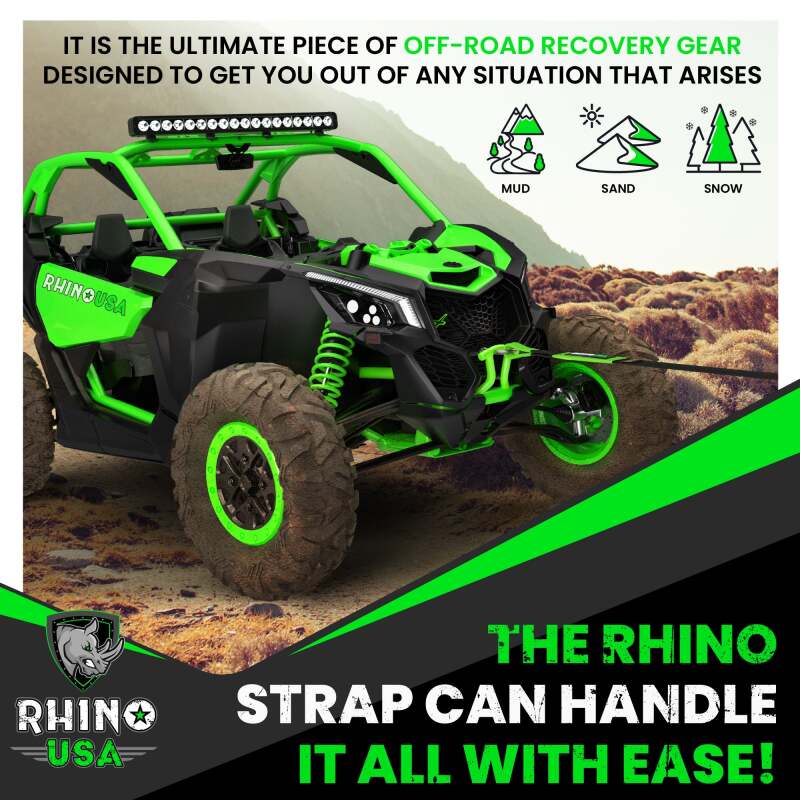 Rhino USA Recovery Tow Strap 3Inx30Ft (Black) - Image 6