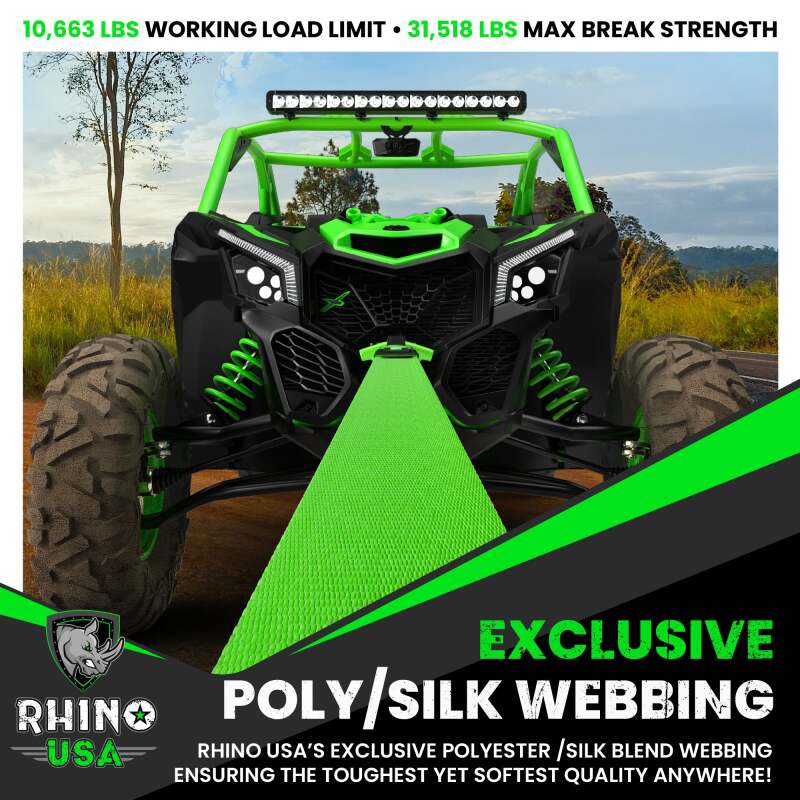 Rhino USA Recovery Tow Strap 3Inx30Ft (Green) - Image 2
