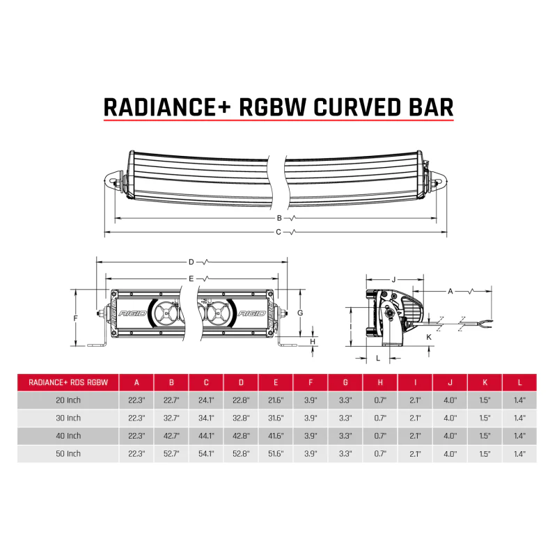 Rigid Industries Radiance+ Curved 20in. RGBW Light Bar - Image 3