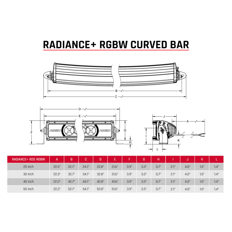 Rigid Industries Radiance+ Curved 30in. RGBW Light Bar - Image 6