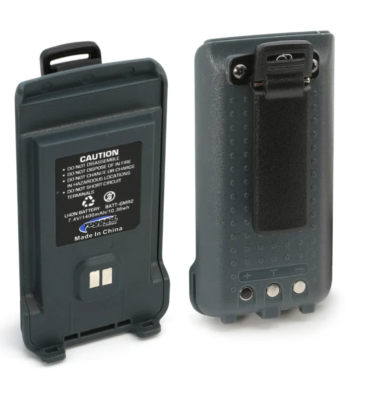 Rugged Radios GMR2 Replacement Lithium Battery w/12v Charge Port and Belt Clip Grey