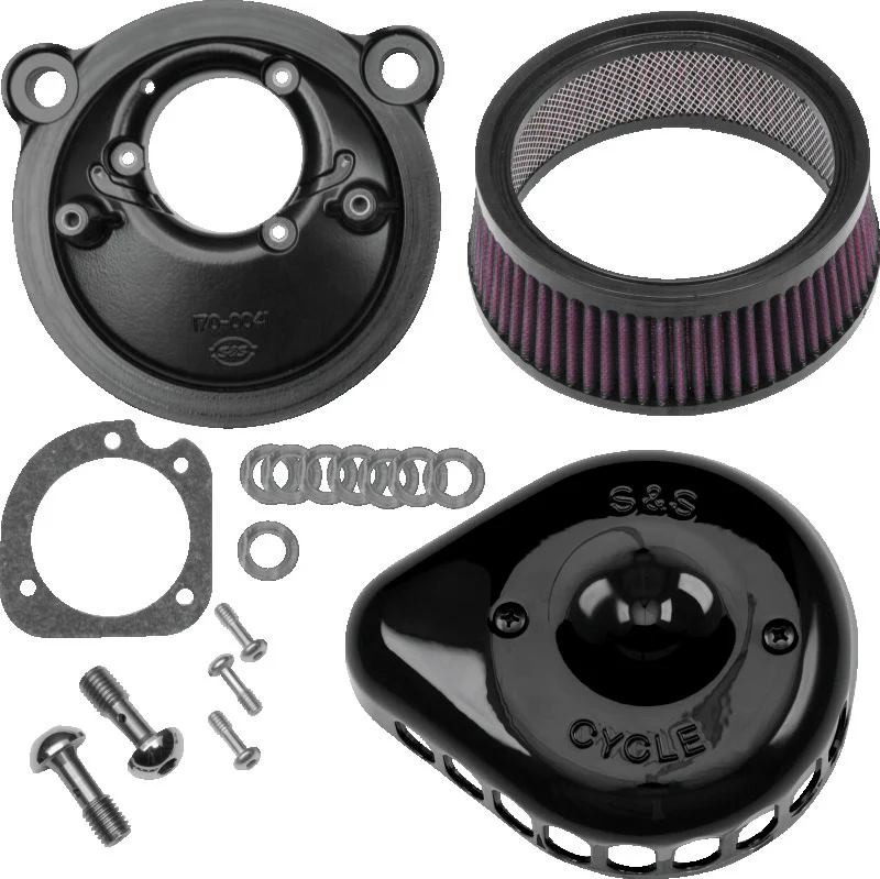 S&S Cycle 2007+ XL Sportster Models Stealth Air Cleaner Kit w/ Gloss Black Mini Teardrop Cover