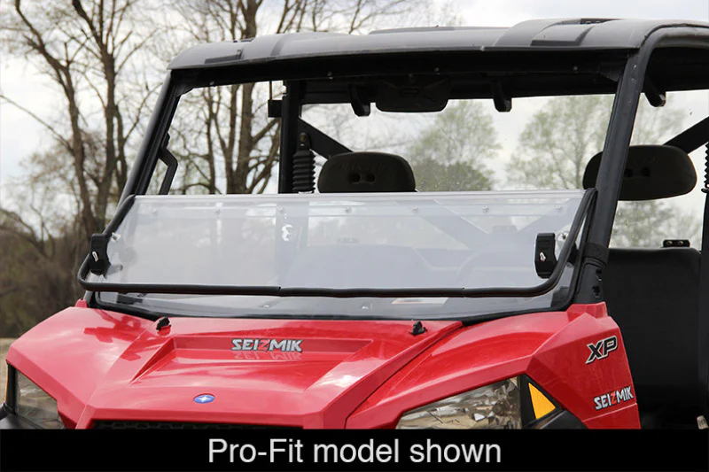 Seizmik 10-14 Polaris 400-570 Ranger Mid-Size - 1.75 in. Versa-Fold Windshield - UV Resistant Poly - Image 4