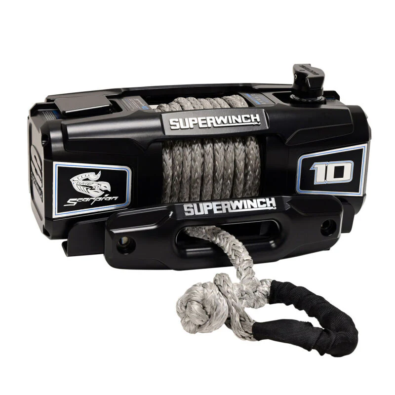 Superwinch 10000 LBS 12V DC 3/8in x 54ft Synthetic Rope Scorpion 10000SR Winch - Black Powdercoat - Image 13