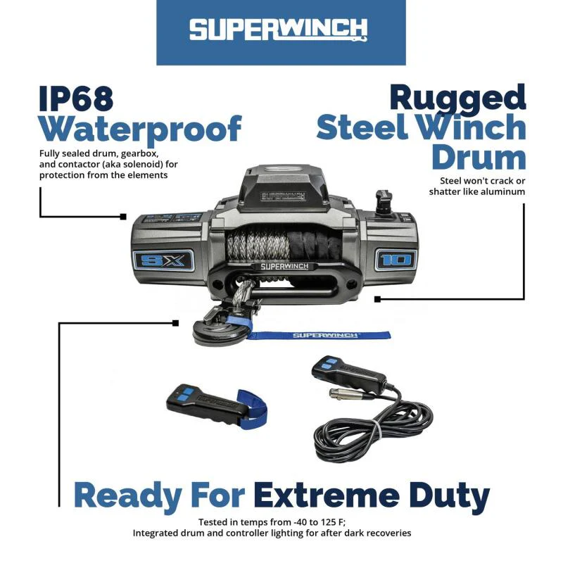 Superwinch 12000 LBS 12V DC 3/8in x 80ft Synthetic Rope SX 12000SR Winch - Graphite - Image 19