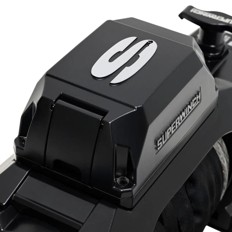 Superwinch 12000 LBS 12V DC 3/8in x 80ft Synthetic Rope SX12SR Winch - Semi Gloss Black - Image 3