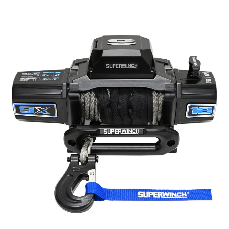 Superwinch 12000 LBS 12V DC 3/8in x 80ft Synthetic Rope SX12SR Winch - Semi Gloss Black - Image 7
