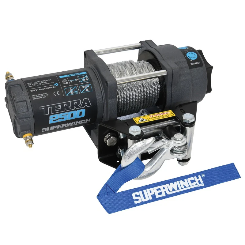 Superwinch 2500 LBS 12V DC 3/16in x 40ft Steel Rope Terra 2500 Winch - Gray Wrinkle - Image 10
