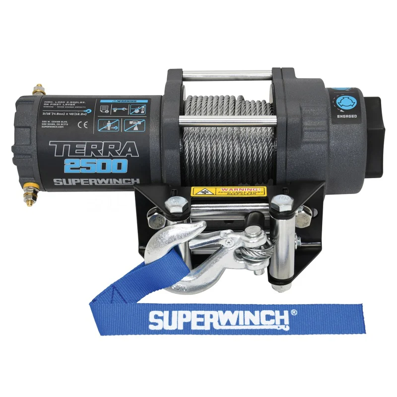 Superwinch 2500 LBS 12V DC 3/16in x 40ft Steel Rope Terra 2500 Winch - Gray Wrinkle - Image 11