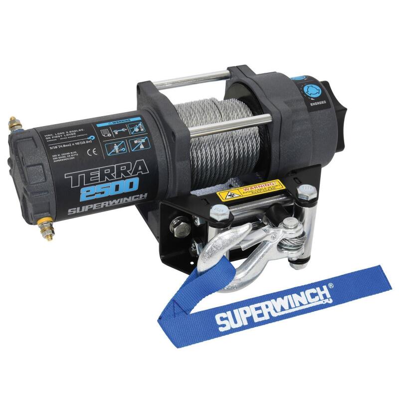 Superwinch 2500 LBS 12V DC 3/16in x 40ft Steel Rope Terra 2500 Winch - Gray Wrinkle - Image 18